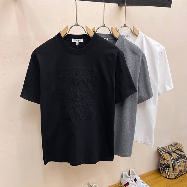 送料込 ロエベ コットンワイドTシャツ コピー ロゴ刺繍 loe47653